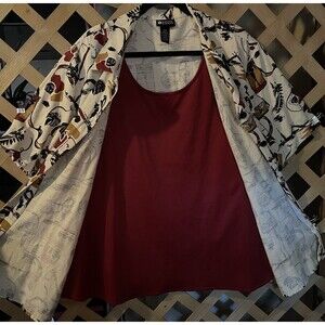 MAGGIE BARNES Autumn & Vacation Art Ecru Tunic Crimson Inset Size 32W